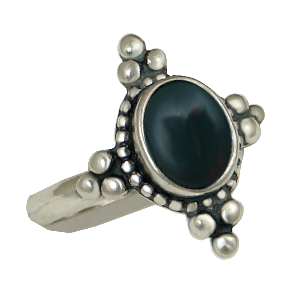 Sterling Silver Gemstone Ring With Bloodstone Size 8